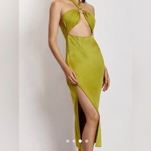 🩷 Brand New Meshki Midi High Slit Satin Dress